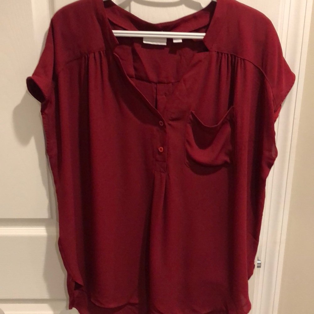 New York & Company Dark Red/Scarlet Blouse